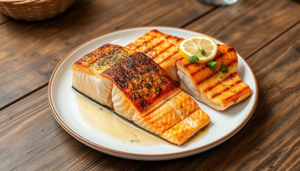 baked and grilled salmon