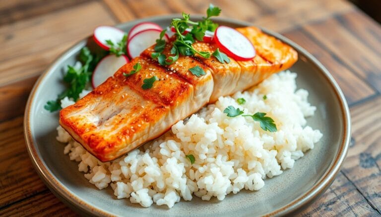 salmon fish rice