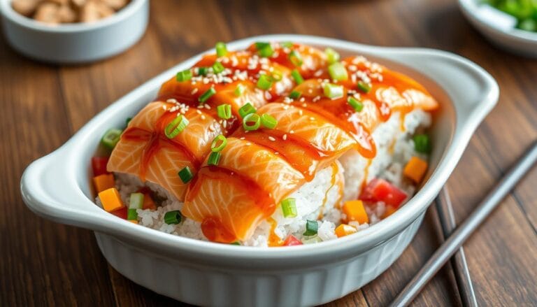 salmon sushi bake