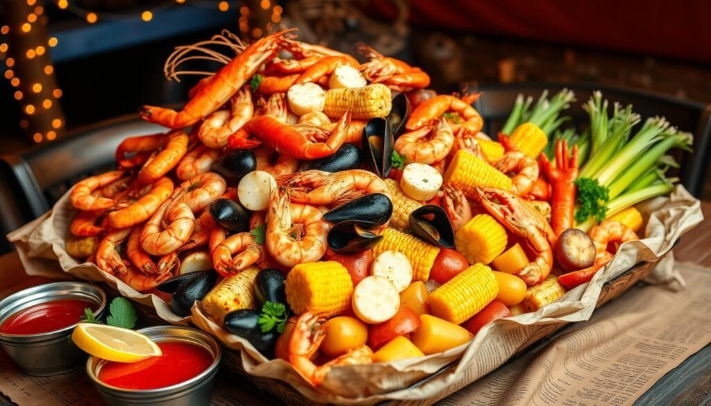 seafood boil presentation